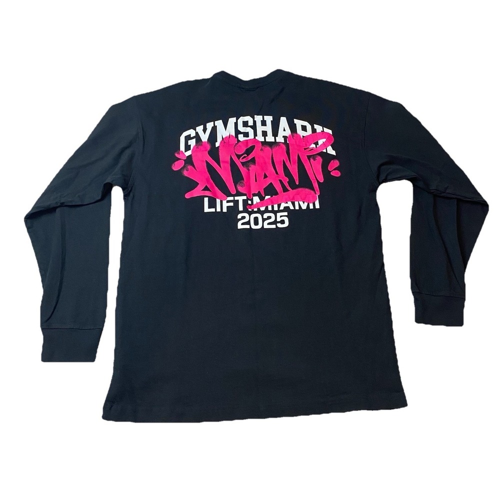 GymShark Lift Miami 2025 Long Sleeved Graphic Tee Shirt S Graffiti Oversized